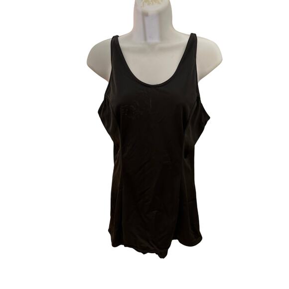 1960s Black One Piece Swimsuit Large/XL Gothic Swimwear - Picture 3 of 6